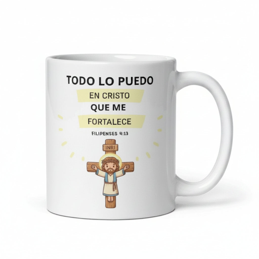 Taza Personalizada "Promesa Diaria" (Filipenses 4:13)