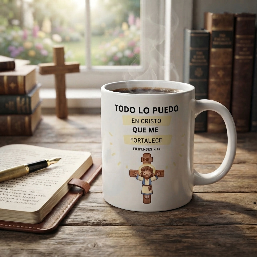 Taza Personalizada "Promesa Diaria" (Filipenses 4:13)